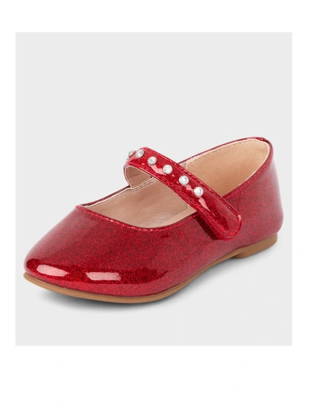 The Children's Place Red Glitter Mary Jane Flats with Pearl Strap